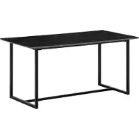 Wohnling Esszimmertisch 180x90x76 cm Küchentisch Schwarz in Marmor-Optik Modern Esstisch Groß Speisetisch Rechteckig Tisch Esszimmer mit Metallbeinen