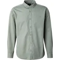 QS Langarmhemd , Herren, Gr. M, N-Gr, olive, Twill, Obermaterial: 100% Baumwolle, unifarben, regular fit normal, ohne Ausschnitt, Manschette, Hemden Langarmhemd, mit Manschetten