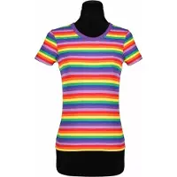Smiffys Damen Ringelshirt kurzarm bunt – alltagstauglich