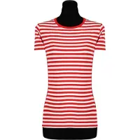 Thetru Damen Ringelshirt kurzarm rot-weiss – alltagstauglich