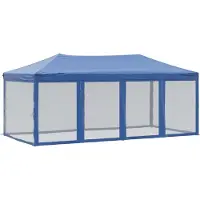 The Living Store Partyzelt Faltbar mit Seitenwänden Blau 3x6 m