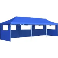 The Living Store Faltzelt Partyzelt Pop-Up mit 5 Seitenwänden 3 x 9 m Blau