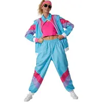 TecTake Damenkostüm Retro 80er 90er Jahre Jogginganzug Set Stylisches Design: Hellblaue | Gr.: XL