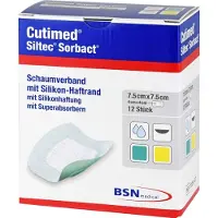 Cutimed Siltec Sorbact B PU-Verb.7,5x7,5cm 12 St Kompressen