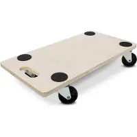 Relaxdays Transportroller HxBxT:11x58x30cm, Holz, mit Griff, Möbelroller/Transportwagen, bis 200kg, natur