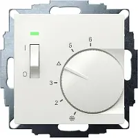 Eberle 191811224502 UP-Raumregler, RAL9010 glänzend 55x55, 5-30C, AC 24V, 1Öffner 10 A bei DC 24 V 100 W, Tem.absenkung ca.4K, Schalter Ein/Aus