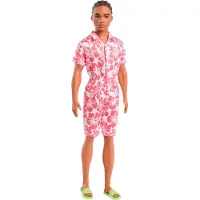 Barbie Fashionistas Ken-Puppe Nr. 235 mit Jumpsuit in Hawaii-Muster, grünen Sandalen und braunen Haaren, Modepuppe, Männlich, 3 Jahr(e), Mädchen, 298 mm, 0 g