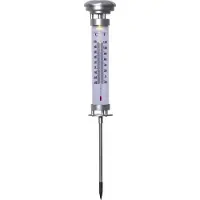 Star Trading LED Solar Thermometer CELSIUS - warmweiße LED - H: 57,5cm - D: 9cm - Dämmerungssensor - silber