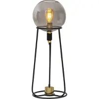 Näve Tischleuchten - Tischleuchte "STELO" H: 71cm, Tischlampe im Industrial Style, ausMetall und Glas in schwarz, 71 cm hoch, Maße 26,5 x 26,5 cm, E27-Fassung – Schnurschalter