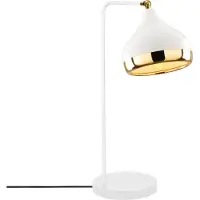 Opviq , Hochwertige Tischlampe, Metallkörper, 17 x 26 cm, Höhe: 52 cm, E27 Fassung, max. 40 W, IP20, Weiß und Gold, 200 cm Kabel mit Schalter | Elegantes Design für Hotel & Zuhause.
