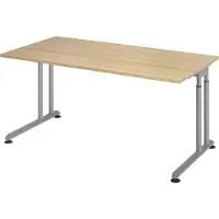 Hjh OFFICE PRO ZENO 16 S | 160x80 - 160 x 80 Eiche/Silber h?henverstellbar