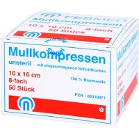 FESMED Mullkompressen ES 10x10 cm unsteril 8fac 50 St