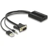 DeLOCK HDMI zu VGA Adapter mit Audio 25 cm, 0,25 m, HDMI Typ A (Standard), VGA (D-Sub) + 3.5mm + USB Type-A, Weiblich, Männlich, Gerade
