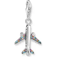 Thomas Sabo Charm-Anhänger mit buntem Flugzeug Silber
