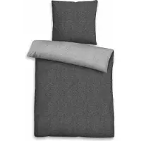 TRAUMSCHLAF Uni Melange Flanell Bettwäsche 840200 155x200 cm + 80x80 cm titanium