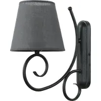 Licht-Erlebnisse Rustikale Wandlampe mit Schirm Anthrazit Stoff Metall gemütlich ABUELA Wandleuchte Schlafzimmer