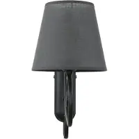 Licht-Erlebnisse Rustikale Wandlampe mit Schirm Anthrazit Stoff Metall gemütlich ABUELA Wandleuchte Schlafzimmer