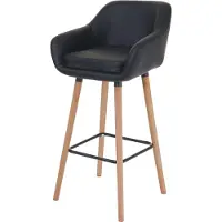 Mendler Barhocker Vaasa T381, Barstuhl Tresenhocker MVG- Kunstleder, schwarz