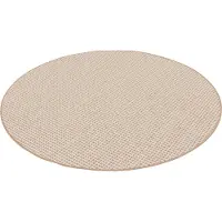 Snapstyle In & Outdoor Teppich Flachgewebe Oslo Beige Creme Karo Rund, Größe:133 cm Rund
