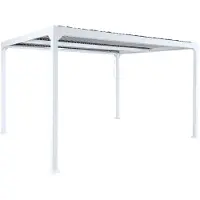 Mendler Alu Pergola MCW-L41, Lamellen-Pavillon Terrassenüberdachung, stabiles 8cm-Metall-Gestell 3x3,7m weiß
