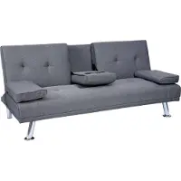 Mendler 3er-Sofa MCW-F60, Couch Schlafsofa Gästebett, Tassenhalter verstellbar 97x166cm Textil, dunkelgrau