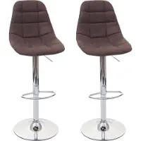 Mendler 2er-Set Barhocker MCW-A67, Barstuhl Tresenhocker, MVG- vintage dunkelbraun, Textil