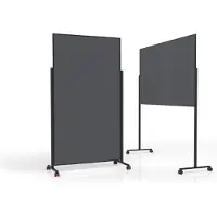 MAGNETOPLAN mobile Moderationstafel VarioPin Black, Hoch-/Querformat, 2-seitig nutzbar, B 1000 x H 1800 mm, Filz/Aluminium, grau/schwarz