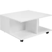 FineBuy Design Couchtisch Weiß 70x70 cm Wohnzimmertisch mit 2 Schubladen Sofatisch mit Rollen Tisch mit 2 Fächern