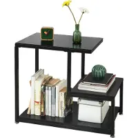 SoBuy Beistelltisch Glas - 65x55x35cm - Schwarz