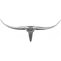 FineBuy Bull Geweih S Wanddekoration 74cm breit Alu Aluminium silber Aluminiumdekoration Wandgeweih Designdekoration