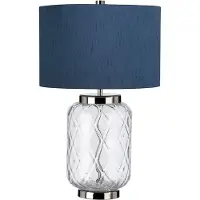 Elstead Lighting Elstead Sola Tischleuchte E27 51cm Poliertes Nickel Bretonisch-blau
