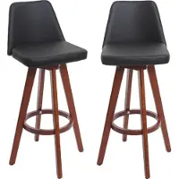 Mendler 2er-Set Barhocker MCW-C43, Barstuhl Tresenhocker, Holz Kunstleder drehbar MVG- schwarz