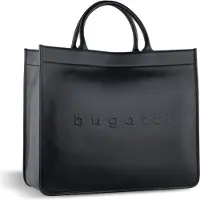Bugatti Leder Schultertasche Shopper mit Laptopfach Daphne Tote Bag Black schwarz