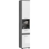 Xonox Home .home Hochschrank Blake BxHxT 35 x 191 x 31 cm Frontfarbe weiß hochglanz / Korpus rauchsilber