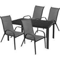 Mojawo Gartengarnitur Sitzgarnitur 5-teilig 150x90cm Non-Wood Anthrazit