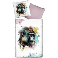 TRAUMSCHLAF Mako-Satin Bettwäsche Affe 135x200 cm + 80x80 cm
