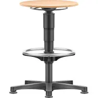 BIMOS Allround Hocker , sitzhöhenverstellbar 560-810 mm, mit Gleiter & Fußring, Buche-Schichtholz, langlebig, leicht zu reinigen