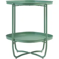 En.casa Tabletttisch ‘Sandefjord’ rechteckig mit 2 abnehmbaren Tabletts Stahl 57,5 x 46 x 46 cm Grün