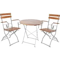 Mojawo 3er Biergarten Set Biergartengarnitur Biergartenmöbel Akazie Ø80cm
