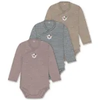 Normani 3er Set Baby-Body Wickelbody Langarm Toddler-Bodysuit aus Merinowolle - 9357