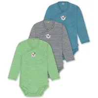 Normani 3er Set Baby-Body Wickelbody Langarm Toddler-Bodysuit aus Merinowolle - 9357
