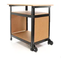XPOtool Fahrbare Werkbank 69 x 51 x 66 - 82 cm, höhenverstellbarer Werktisch, Arbeitstisch mit 2 Rollen, 2 Ablagen und seitliche Lochwand