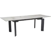 FineBuy Moderner Esstisch ausziehbar 180–240 cm Weiß – Glas Keramik Tischplatte – Esstisch mit stabilem Metallgestell – ausziehbarer Küchentisch