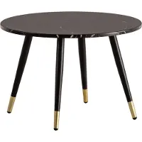 Wohnling Couchtisch 60x60x41 cm mit Marmor Optik Schwarz Modern Wohnzimmertisch mit Metall-Gestell Sofatisch Rund Tisch Beistelltisch Wohnzimmer
