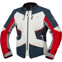 IXS Tourster-STX 1.0 Wasserdichte Grau Blau Rot Motorrad Textiljacke Größe XL