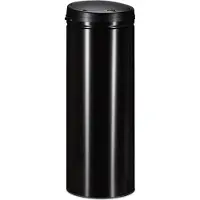 Relaxdays Mülleimer 50 L, mit Sensor, automatischer Deckel, aus Stahl, 80 cm hoch, 30 cm Durchmesser, schwarz