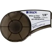Brady M21-250-430-WT-CL, Polyester, 6mm x 6,4m, Weiss auf Transparent, permanent, endlos, für BMP21 PLUS