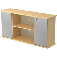 Hjh OFFICE PRO KAPA SB | Sideboard | mit Türen - Ahorn/Silber mit Knauf Sideboard