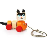 Cubika Holz Katze Ziehfigur - buntes Spielzeug für Kleinkinder
