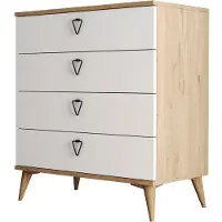 Skye Decor , Moderner Dresser in Eiche und Weiß, 80 x 90,8 x 45 cm | 100% melaminbeschichtete Spanplatte, 18 mm dick | 4 Schubladen, zahlreiche Regale, wandmontierbar, skandinavisches Design.